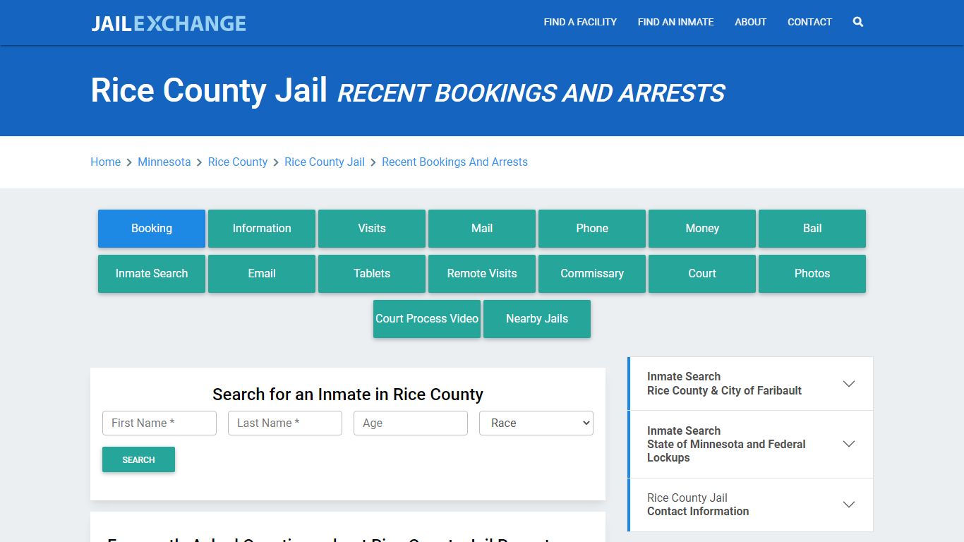 Rice County Jail Recent Bookings And Arrests - Jail Exchange